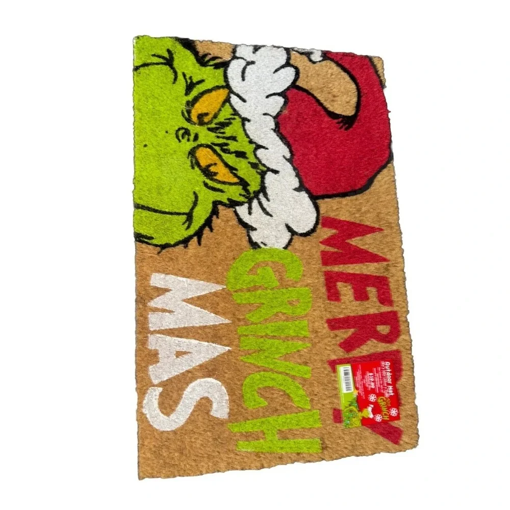 Grinch Christmas Green Outdoor Mat Rug 18x28 - Merry Grinch Mas